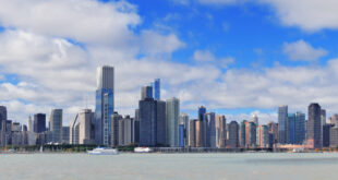 Chicago skyline featuring modern downtown office buildings
