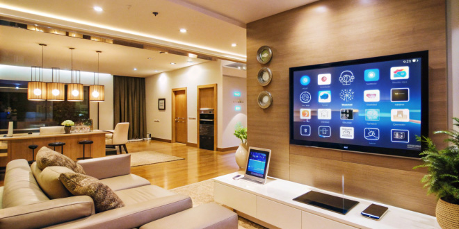 Sleek modern smart home luxury estate exterior showcasing innovative design