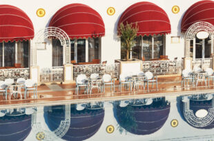 A vibrant and appetizing spread of breakfast near me options including pancakes, eggs, fruit, and coffee.