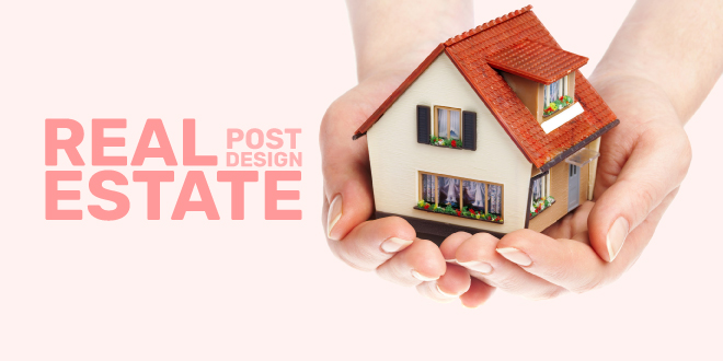 A vibrant collection of diverse real estate post design examples displayed on a smartphone screen, showcasing engaging property listings and informational graphics on social media.