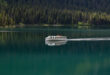 : Scenic view of an RV setup near the water, showcasing one of the beautiful table rock lake rv lots for sale.